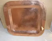 Copper Large Square Platter Hammered Copper Serving Tray 22" New
