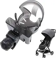 Stroller Cup Holder Attachment, Scooter Cup Rack with Phone Stand, 360° Rotatable 2 in 1 Organizer, Non Slip Grip for Wheelchair, Walker, Rollator, Biking, Brown, Black