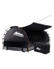 [Weisshorn] King Single Swag Camping Swags Canvas Free Standing Dome Tent in Grey