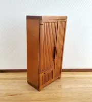 JBM Dollhouse Miniature Refrigerator Walnut Finish 1:12 Scale Kitchen Fridge