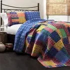 Misha Quilt | Patchwork Bohemian Reversible Print Pattern 3 Piece Bedding Set...