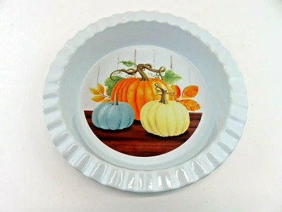 Fall Pie Plate Pan Pumpkin Thanksgiving Autumn Stoneware 10.25"