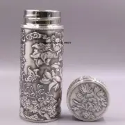 Pure Silver Cup 999 Silver Water Bottle Cup Peony Pattern Women's Tea Cup /70g