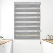 Elegant Comfort Zebra Blinds, Dual Layer Window Treatments Sheer, Privacy Light Control, Pull Strings Roller Window Shades, Day and Night Window Drapes (34Wx72L, Gray)