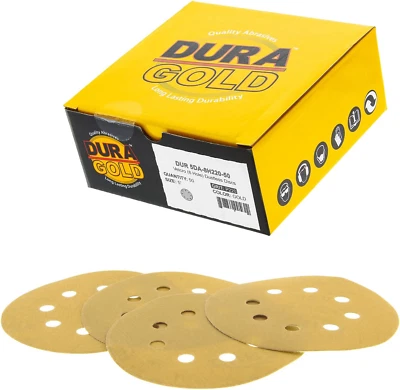 Premium 220 Grit 5" Sandpaper Discs, 8 Hole Pattern Dustless, 50 Discs - Hook &