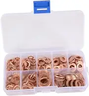 [Obuyke] 200pcs 9 Sealing Washers Spacer Flat Copper Washers Metric Washers Brass Washer Flat Washer Stainless Steel Washers Copper Gasket Piano Hinge Alligator Clips Hair Combination Metal