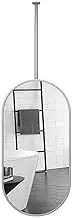 Oval Ceiling Hanging Mirror with Metal Frame and Hanging Rod, Hanging Bathroom Vanity Mirror Wall Mirror Store Hotel Entrance Customizable Decorative Mirror(White,40x100cm)