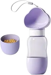 Two in One Portable Pet Water Bottle, Feeder,Suitable for Small Animals such as Dogs and Cats,Taking Out for Walks or Training (Purple)