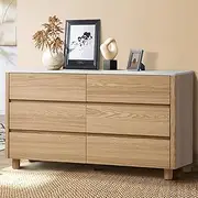Oikiture Chest of Drawers Dresser Tallboy Storage Cabinet 6 Drawers Marble Top