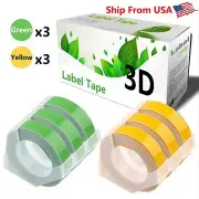 (3Green+3Yellow) LabelTape Fit For Dymo 814580 Dymo 20008CP Label Makers