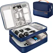 Electronics Travel Organizer Double Layer Cable Organizer Bag Watreproof Electronics Accessories Storage Bag,Navy