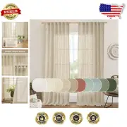 Elegant Light Filtering Rustic Linen Curtains 52" x 84" - Perfect for Any Room
