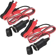 12V Auto Cigarette Lighter Socket to Battery Alligator Clips Power cable charger Car Battery Clamp to Cigar Lighter Female Extension Cable Cord 3FT(2 Pack))