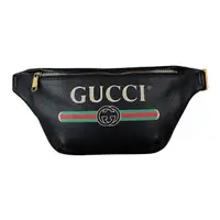 在飛比找momo購物網優惠-【GUCCI 古馳】GUCCI 經典印花LOGO綠紅綠織帶牛