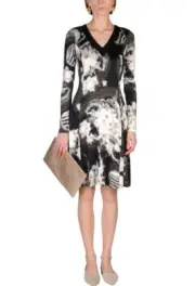 Roberto Cavalli Class Black & White A-line Dress SZ 10 Knee Length V-Neck Italy