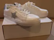 Venus Lace Up Star Sneakers White Womens Size 8 Gray Back Sparkled
