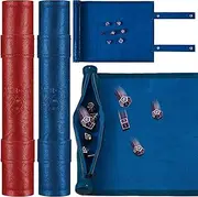 Dice Mat Tray Rolling Mat with Zipper PU Leather Folding Scroll Dice Bag Dice Holder Compatible with DND RPG Dice Table Christmas Game Accessories (Red, Blue,2 Pieces)
