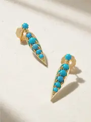 [Jenna Blake] Jenna Blake - Palm 18-karat Gold Turquoise Earrings - One size One size Blue