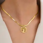 Fashion Gold Or Silver Herringbone Tree Of Life Pendant Necklace 1-188