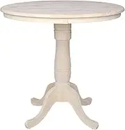 (Unfinished) - International Concepts Round Top Adjustable Pedestal Table, Standard/Counter Height, 90cm