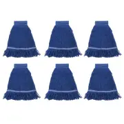 6Pcs Commercial Mop Head Replacement, Cotton String Mop Head, Blue