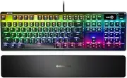SteelSeries Apex 7 Blue Clicky Switch Mechanical Gaming Keyboard US Layout - OLED Smart Display - USB Passthrough & Media Controls - Per Key Prism RGB Illumination