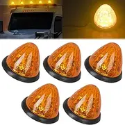 5PCS Watermelon Lights for Semi Truck, LED Watermelon Light Indicator Side Marker Lamp for Truck Trailer, Universal for 12-24V Vehicles (Amber watermelon lights *5Pc)