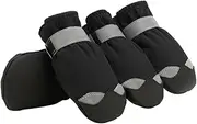 GANAZONO 1Set Pet Boots Skid Dog Shoes for Outdoor Paw Protection Non Slip Wear Resistant Soles and Loop Design Reflective Safety for Cold Weather Adventures
