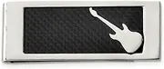 [Generic] Stainless Steel Engravable Polished Black Carbon Fiber Inlay Guitar Money Clip Measures 20mm Wide Jewelry Gifts for Men