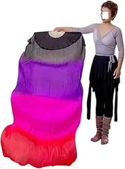 [CekoCk] Sequin Skirt，Belly Dancer Skirt, Dance Ribbons,Silk Fans,Women Silk Veil Bellydance Costume Accessories Dancer Fan Props One Pair Handmade 180 CM (Color : As Picture4)