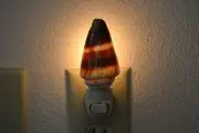 ORANGE RINGED CONE SEA SHELL NIGHT LIGHT BATHROOM KITCHEN #7253