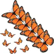 AQUEENLY Monarch Butterfly Decorations, 4.72'' Orange Premium Artificial Monarch Butterfly to Decorate for Craft, Home, Wall, Wedding, Party (12 Pcs)