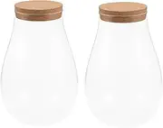 BESPORTBLE 2pcs Micro Landscape Bottle Elegant Glass DIY Terrarium for Indoor Plants Flowers Sturdy Cork Decorative Vase for Home Office Decor