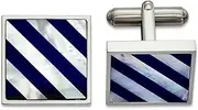 [JewelryWeb] 17.21mm Stainless Steel Polished With Simulated Mother of Pearl and Blue Shell Inlay Cuff Links-Cuff Link for Men