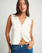 [Jag] Jag Women's Grace Knit Vest In Milk White Size 12 12 White