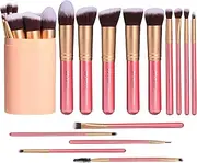 BS-MALL New 14 Pcs Makeup Brushes Premium Synthetic Kabuki Makeup Brush Set Cosmetics Foundation Blending Blush Eyeliner Face Powder Brush Makeup Brush Kit(golden Pink)