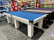 NEW NPC Pool Table 8ft Classic White & Chrome with Slate Blue Felt BALLINA AREA