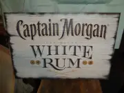 CAPTAIN MORGAN WHITE RUM WOOD SIGN - NEW! 24 X 16 INCHES COOL!