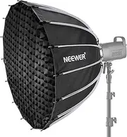 NEEWER 33inch/85cm Parabolic Softbox Quick Set up Quick Folding, with Diffusers/Honeycomb Grid/Bag, Compatible with Aputure 120d Light Dome Godox sl60w NEEWER RGB CB60 and Other Bowens Mount Lights
