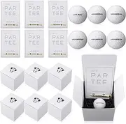 WinnerWhy 6 Sets Groomsman Proposal Gift Box With Golf Ball, Bamboo Tees, Invitation Cards - Accessories for Wedding, Best Men, DIY - Black, White
