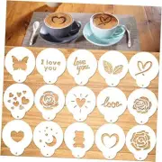 coffee stencil, 15 Pieces latte art stencils for Coffee Decorations,