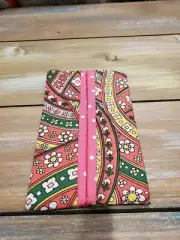 BoHo Flowers Pink & Green Dots Pocket Tissue Fabric Cover Holder Gift Handmade