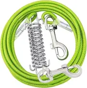 Tie Out Cable for Dogs | 300CM Dog Long Leash |300CM Dog Run Leads for Yard Chew Proof |Dog Run Leash with Swivel Hook and Shock Spring | Yard Lead for Dogs Camping and Training.Dog Leash Training.