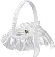 GLEAVI Heart-shaped Lace Bridal Cushion Soft Romantic Engagement Pillow Elegant Wedding Box Holder with Handle for Weddings Anniversaries