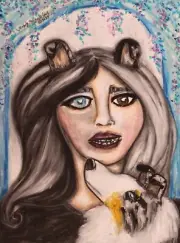 BLUE MERLE SHELTIE GIRL 8 x 10 Art Print Signed by Artist KSams Fantasy Woman