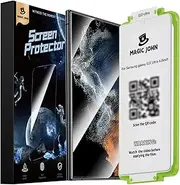 MAGIC JOHN 2 Pack for Samsung Galaxy S22 Ultra Screen Protector [Ceramic film] Not Glass 6.8 inch,[100% Fingerprint ID Compatible] Easy Installation Tray, 3D Curved, Bubble Free, HD Clear