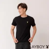 在飛比找momo購物網優惠-【PLAYBOY】背印棋盤格印章兔T(黑色)