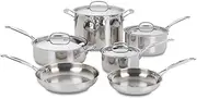 [Cuisinart] 77-10 Chef's Classic Stainless 10-Piece Cookware Set, Silver