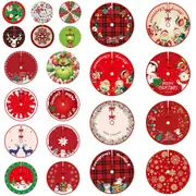 90cm Christmas Tree Skirt Base Floor Mat Cartoon Santa Xmas Party Ornament Decor