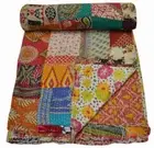 Indian Patchwork Kantha Quilt Beautiful Reversible Handmade Bedding King Blanket